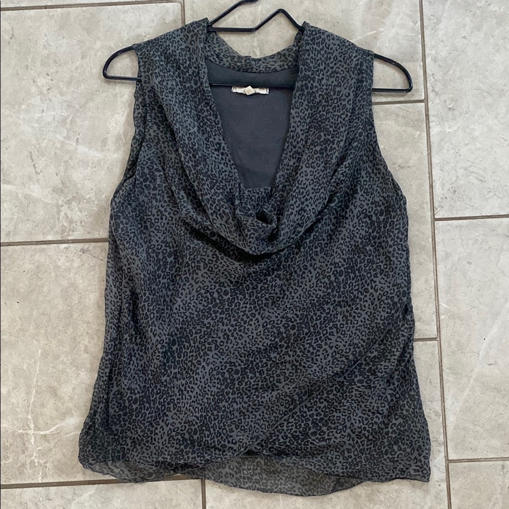 100% Silk Pronto Moda Giusy Italy Leopard Print Tank Top